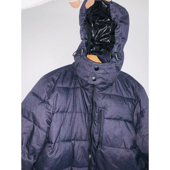 Johnston Murphy Mens Puffer Jacket Hooded Navy Blue Quilted Winter Size M - Picture 5 of 9